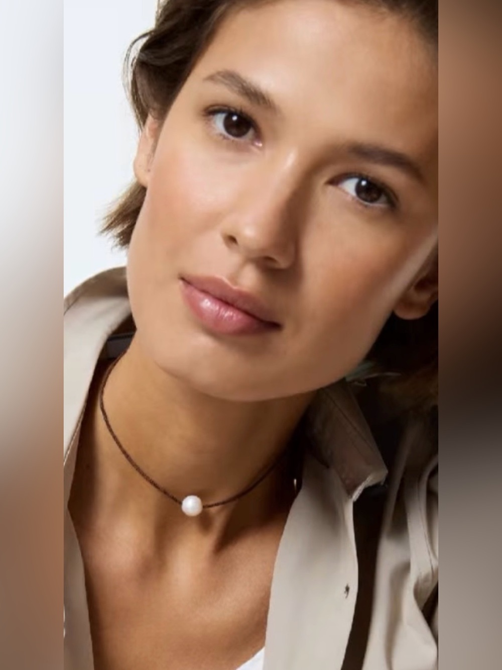 Roxanne Assoulin Brown Cord Pearl Choker Necklace